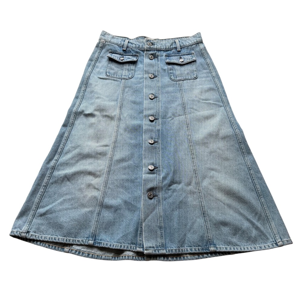 CITIZENS OF HUMANITY Devin Patch Pocket Skirt Blue Denim Button Front Women's 27